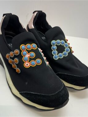 Fendi Fun Fair Studded Slip On Black Sneakers Women Sz 8 Spring Festival Fun